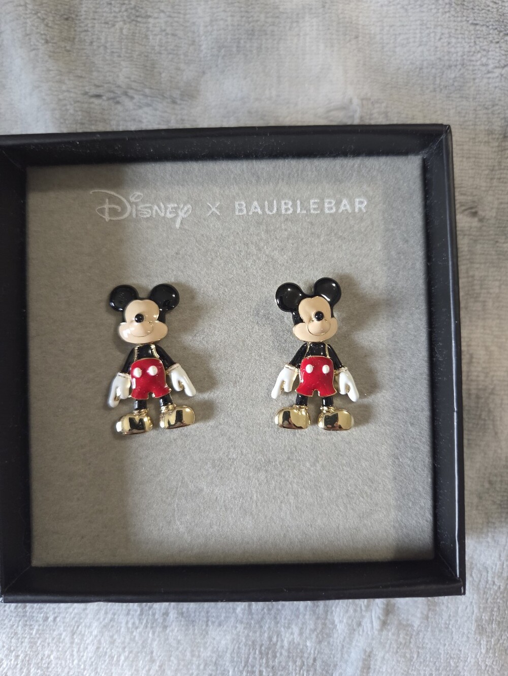 Disney Mickey Mouse Enamel Stud Earrings in Red, Black & Gold